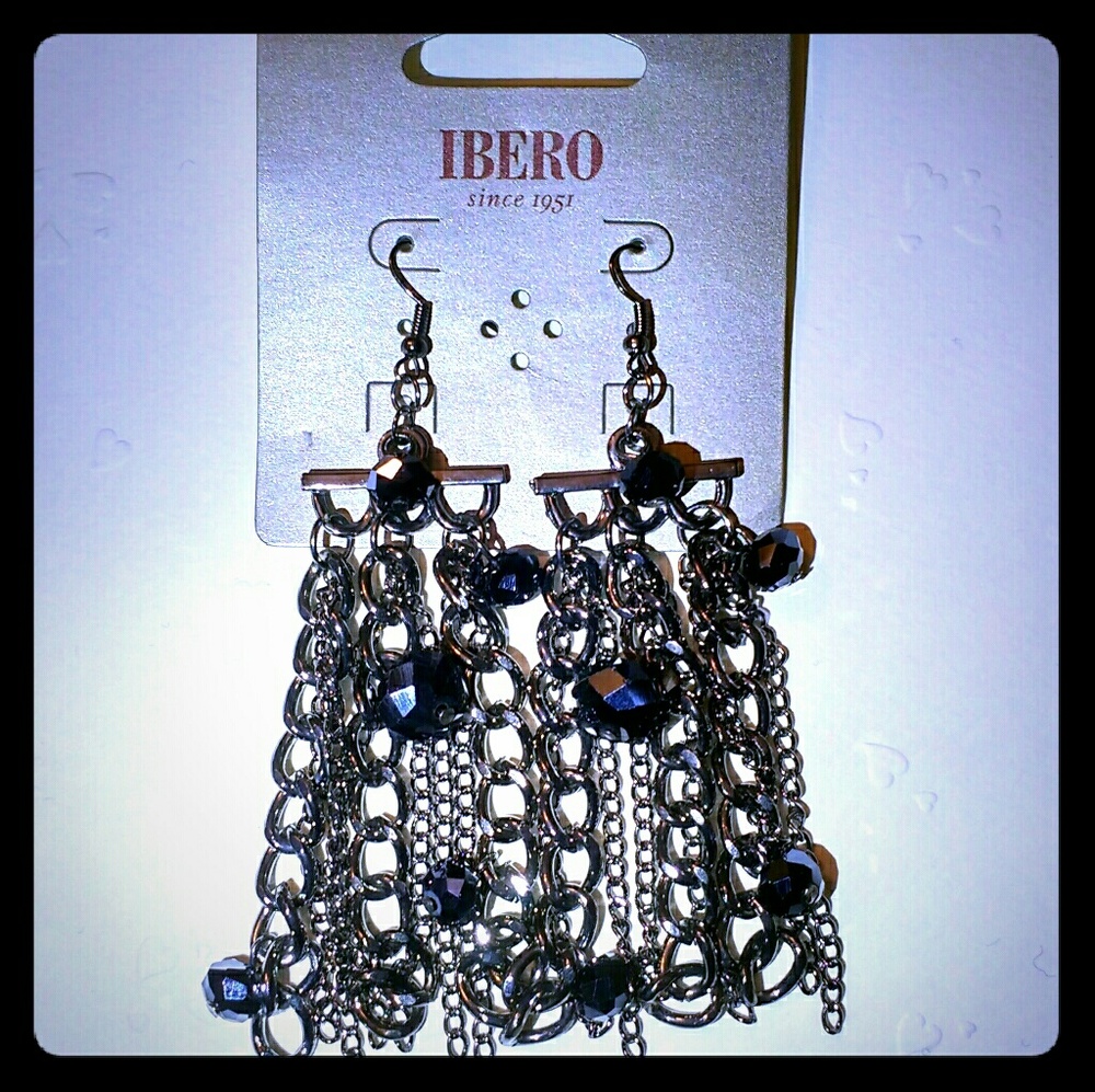 NWT Gunmetal Chain Earrings